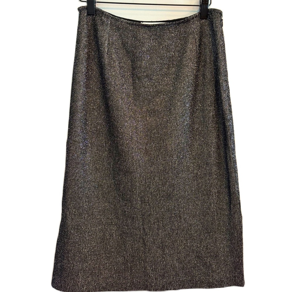 St. John Collection by Marie Gray Black Metallic Sparkle Pencil Skirt Size 8